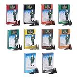 Crottendorfer Räucherkerzen 10er Pack (10 x 24 Stück) – Weihrauch, Tannenduft, Sandelholz, Zimtapfel & mehr – Höhe 2,7cm, Ø 1,2cm – Angenehmer Duft mit Circa 15 Min. Brenndauer pro Räucherkegel