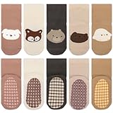 Utensilsto 5 Paar Antirutschsocken Kinder Stoppersocken Kinder mit niedlichen Tiermustern, Baby Anti Rutsch Socken Baby Sock Ons 1-3 Jahre für Mädchen Jungen Crew Socken