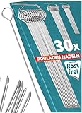 Menz Rouladennadeln, 30er SET - 10cm Rouladennadeln Edelstahl rostfrei als Rouladenklammern-Ersatz - Made in Germany Rouladenspieße inkl. Aufbewahrungs-Clip