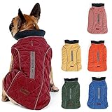 TFENG Reflektierend Hundejacke Brust 54-64cm, Rückenlänge 38cm Hundemantel Warm gepolstert Puffer Weste Welpen Regenmantel mit Fleece (Rot, L)