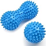 URAQT Faszienball, 2er Set Kleine Igelball Hart, Faszien Massageball mit Noppen, Massagebälle zur Behandlung Von Muskelverspannungen, Igelbälle Massage Ball für Füße Rücken Nacken Hände （Blau）