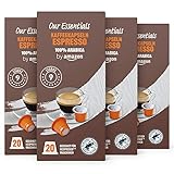 by Amazon Kaffeekapseln Espresso 100% Arabica, Geeignet für Nespresso Maschinen, Mittlere Röstung, 20 Stück, 4er-Pack