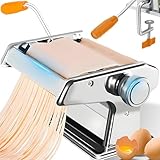 Retoo Manuelle Nudelmaschine Edelstahl, Pasta Maker, Pastamaschine Nudel Maschine für Spaghetti, Lasagne, Tagliatelle, Walze Maschine mit Tischklammerfürsicheren, Pasta-Schneidemaschine, Silber