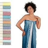 Saunahandtuch Saunatuch Damen + Herren, Hamamtuch groß 100x200 XXL: lang, platzsparend, leicht | Sauna Handtuch, Wellness Spa Tuch, Saunakilt Zubehör | Fouta Hamam Badetuch groß 100x200 cm