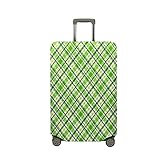 Fasbuy Kofferhülle Kofferschutzhülle mit 18-32 Zoll, Elastisch Koffer Schutzhülle 3D Kariert Reise kofferüberzug, Reisekoffer Trolley Case kofferschutz (Grün,L)