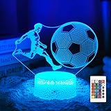 Yulado Fussball Geschenke Jungen Kinder Mädchen, 3D Nachtlicht Optische Täuschungs Deko lampe mit 16 Farben Ändern und Fernbedienung, Fußball Geburtstag Weihnachtsidee für Jungen Mädchen