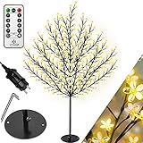 KESSER® Kirschblütenbaum mit Fernbedienung | Lichterbaum Indoor Outdoor Metallfuß Stabil | Weihnachten Beleuchtung Leuchtbaum Warmweiß (180cm)