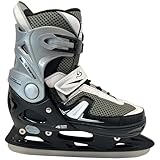 Cox Swain verstellbare Schlittschuhe Push, Eislaufschuhe für Kinder, Jugendliche und Erwachsene bis 100KG, vorgeschliffene Edelstahlkufe, Softboot, Black, Gr. L (40-43)