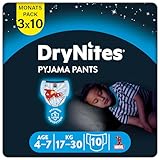 HUGGIES DryNites saugfähige Nachtwindeln bei Bettnässen, Für Jungen 4-7 Jahre (17-30 kg), 3 x 10 Stück = 30 Windel-Pants, Höschenwindeln, Windelhöschen