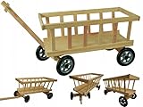 COIL Leiterwagen, Handwagen, Spielzeug-Kinderwagen, Handgefertigt aus Holz, Bollerwagen, Gartendekorationen, Schwenkbare Vorderrader, Selbstmontage (Groß)