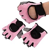 MasYosh Atmungsaktive Elastische, Schnell Trocknende Sport-Halbfingerhandschuhe mit Am Handgelenk und Rutschfestem Griff, für Übungen Im Fitnessstudio und Radfahren Im Freien (L)