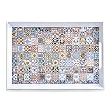Zeller 26615 Melamintablett Mosaik, ca. 50 x 35 x 5 cm, Serviertablett Frühstückstablett
