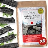 Japanisches Binchotan Kishu Bio 6 x (150 g, 25 g x 6) | Wakayama Ubame Eiche – echte Binchotan-Aktivkohle aus Japan für Wasserreinigung in Karaffe