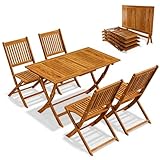 Casaria® Gartenmöbel Set Wetterfest Klappbar Akazie 5-TLG. FSC®-Zertifiziert Holz 160kg Belastbarkeit Garten Terrasse Balkonmöbel 120x70cm Möbelset 4 Personen
