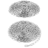 WOPPLXY 2 Stück Verzinkt Metallkette, 2mm 10 Meter Kette Meterware, Gliederkette aus Metall, Oberfläche Verzinkt Ankerkette, Schaukelkette Zum Aufhängen von Grün und Kleidung, Türverschluss