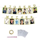 Jugendweihe Deko Fotowand, Glitzer Gold Deko Banner, inkl. 13 Kraftpapier Karten, Jugendweihe Geschenke für Fotogirlande, Deko Jugendweihe für Junge & Mädchen (Gold)