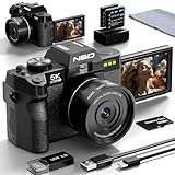 NBD 5K 48MP Digitalkamera mit Autofokus & 16X Zoom, 3' 180° IPS-Drehdisplay, WiFi – 299g (Schwarz)
