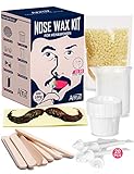 ANRUZ Nasenhaar Wachs Set mit 100 g Nasen Wachs, Nasenwachs Kit mit 20 Applikatoren und 10 Pappbechern - Schmerzloses & Sicheres Nasen Wax Set kann 15-20 Mal verwendet werden