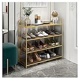 Schuhregal mit 4 Ebenen, goldfarben, stilvoller Schuh für Zuhause und Eingang, hält 16 Paar, schlichtes Design, Schuhständer, platzsparende Aufbewahrungslösung für Schuhe