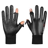 Herren Winter Flipable Two Fingers warme wasserdichte Winddichte Lederhandschuhe Kostüm DamenFahrradhandschuhe Radhandschuhe