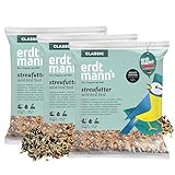 Erdtmanns Streufutter für Wildvögel – Futtermischung mit Sonnenblumenkernen, Hirse & Getreide – energiereiches Vogelfutter für Ganzjahresfütterung – für Garten, Balkon & Futterhaus (15 kg (3 x 5 kg))