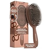 FRAMAR Wildschweinborsten Bürste Damen - Haarbürste Wildschweinborsten Damen, Naturhaarbürste Damen, Sleek Bürste Haare, Haarbürste Naturborsten, Boar Bristle Brush, Haarbürsten,Hair Brush –Schokolade