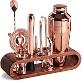 10-teiliges Bartender Set aus Mahagoni & Edelstahl–Premium Barzubehör inkl. Cocktail Shaker, Barwerkzeuge & Aufbewahrungsbox | Ideal für Home Bar, Party, Hochzeit | Elegantes Geschenkset für Barkeeper