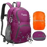 ONETOALL Wanderrucksack Damen, Fahrradrucksack 20L, Tagesrucksack Outdoorrucksack Sportrucksack mit Regenschutz und Geldbörse, für Camping Reisen Wandern Tagestour, schwarz/rosa