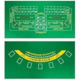 Brybelly Double-Sided Craps Table & Blackjack Casino Felt | Convenient, Space-Saving 36 x 18 Roll-up Casino Gambling Tabletop Mat | Smooth 2mm Mini-Felt for Coffee Table Craps & Blackjack