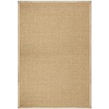 casa pura Sisal Teppich beige Natur Wohnzimmer, Schlafzimmer, Küche, Esszimmer Dunkelbraun auch ideal für Katzen Rutschfester Teppich waschbar per Hand kurzflor Teppich mit Bordüre, 160 x 230 cm