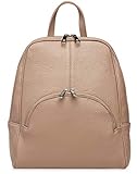 Caspar eleganter Damen Leder Rucksack großer City Backpack - PREMIUM LINE - Modell No.802 - Made in Italy, Farbe:rosa beige, Größe:Einheitlich