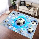 3D FußBall Bedruckter Kinder Teppich Junge FußBall Geschenk MäDchen Teenager Schlafzimmer Sport Thema Deko Rug Kinderzimmer Wohnzimmer Carpet FußBallfans Farbe Anti-Rutsch (Farbe 4,80x120 cm)
