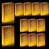 12 Stück Papier Lichttüten weiße Lichtertüten Papier Lichttüten Weihnachten Kerzentüten Lichtertüten Candle Bags für Dekoration, Geburtstag, Weihnachten, Straßenfest, Hochzeit (B)