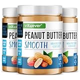 Erdnussbutter Smooth - 3 kg natürliche Peanut Butter Ohne Zusätze - High Protein - Erdnussmus ohne Zusätze von Salz, Öl oder Palmfett - Vegan (3x1kg)