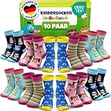 Zauberbande Kindersocken Mädchen - 10 Paar / 31-34 - Socken Kinder Mädchen, aus Baumwolle mit bunten Motiven, atmungsaktiv - Kinder Socken für Schule, Freizeit & Sport - OEKO-TEX Standard 100