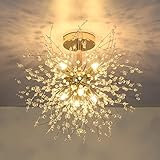 Rayofly Moderne Kristall Deckenleuchte, Feuerwerk Kristall Kronleuchter, 8-flammige Golden Deckenleuchten, Dimmbare Pendelleuchte, Kristalle Lampe für Wohnzimmer, Schlafzimmer, Esszimmer, Küche, Flur