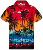 King Kameha Funky Hawaii-Hemd, Herren, Kurzarm, JK-Beach, Rot, XS