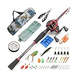 Angelruten-Gewehrgriff, Schrumpfköder-Set, Carbon-Angelrute, Drop-Rad, Köder-Set mit Schnur, bionischem Köder, Haken und Tragetasche, Angelrute (linke Hand, 1,6 m)