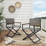 Grand patio Regiestuhl Klappbar Gartenstuhl Faltbar 2er-Set Campingstuhl Klappstuhl Leichter Tragbarer Stuhl, bis 150kg Belastbar, Angelstuhl für Strand, Camping, Garten, Grillen -Grey