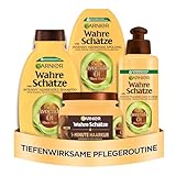 Garnier Wahre Schätze Pflegeset mit Shampoo, Spülung, Maske und Leave-In, Mit Avocado-Öl und Shea-Butter für sehr trockenes, welliges, lockiges und dickes Haar, Für alle Lockentypen geeignet