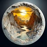 Klassische Puzzles, Rundes Puzzle 1000 Teile Puzzle Erwachsene, Vision 3D Höhle Innen Puzzle, 67.5x67.5cm Jigsaw Puzzles, Blaue Papierkarte Unregelmäßige Einzigartige Puzzle