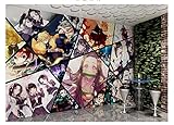 Fototapete Cartoon Anime Demon Slayer Farbe 3D Schlafzimmer Nachttisch Hintergrund Wand Comic Dekorative Hintergrundwand, Selbstklebend, Kein Kleber Erforderlich-140*100CM(WxH)