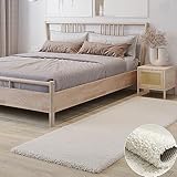 MY-RUG Teppich Shaggy Star Hochflor rechteckig Creme 250 x 80 cm - Schlafzimmer Teppich, Flauschig, Modern