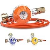 BBQ Chief Gasdruckregler Basic - 50mbar, 1,5kg/h, 1/4 Zoll, mit 100cm Gasschlauch, Propan - Gasregler, Druckminderer, Niederdruckregler, Druckregler für Gasgrill, Grill, Camping, Gasflasche