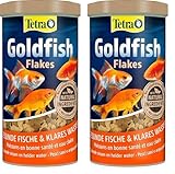 Tetra Goldfish Flakes - Flocken-Fischfutter für alle Goldfische und andere Kaltwasserfische, 1 L Dose (Packung mit 2)