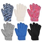 TAGVO 6 Paar Winter Magische Handschuhe, Kinder Dehnbare Warme Magische Handschuhe & Fäustlinge Jungen oder Mädchen, Strickhandschuhe Unisex Strick Vollfinger Fäustlinge für 5-13 Jahre