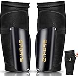 Mizijia Fußball Schienbeinschoner, Kinder Schienbeinschoner, Schienbeinschoner Herren, Fußball ausrüstung Set mit für Erwachsene und Kinder Vermeidung von Verletzungen. (Schwarz, L)