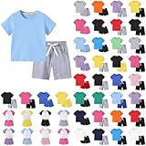 Anzug Kinder, Schlafanzug Jungen Kurz, Jogginganzug Kinder Jungen, Sportanzug Mädchen Zweiteiler Sportanzug 2 Teiler Sommer Outfits Baggy Casual Kinderkleidung Kurzarm Tshirt und Shorts 90-150