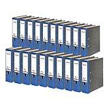 Original Falken 20er Pack Recycling-Ordner Wolkenmarmor. Made in Germany. 8 cm breit DIN A4 blauer Rücken Ringordner Aktenordner Briefordner Büroordner Pappordner CO2-Neutral Blauer Engel