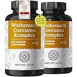 NATURE LOVE® Weihrauch Kurkuma Kapseln - 180 Stück - 600mg Weihrauch Extrakt davon 360mg Boswellia mit Myrrhe Vitamin C - hochdosiert & vegan - laborgeprüft und hoch bioverfügbar